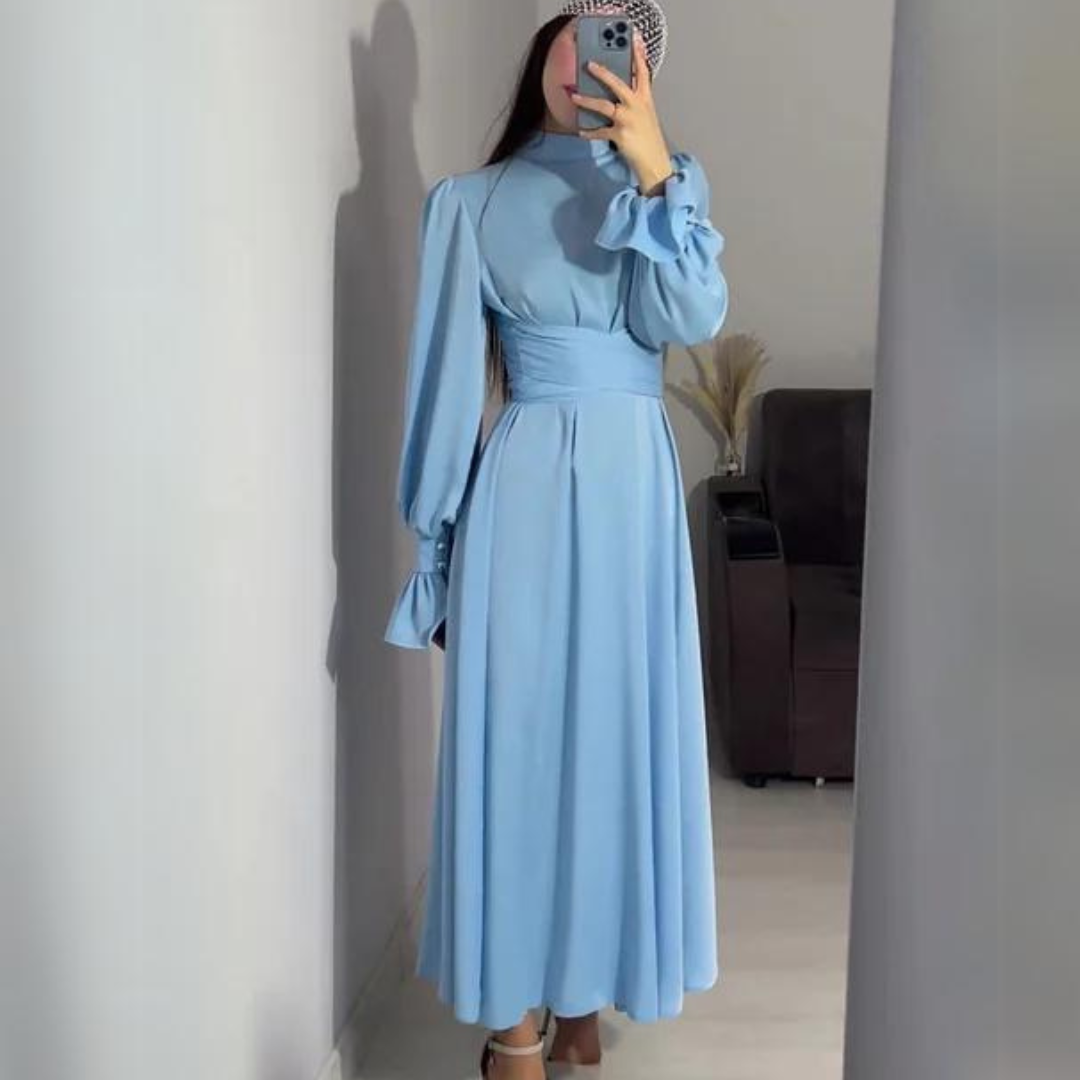 Miek | Luxury Silky Long Sleeve Dress for a Sophisticated Look (Robe de luxe à manches longues en soie pour un look sophistiqué)
