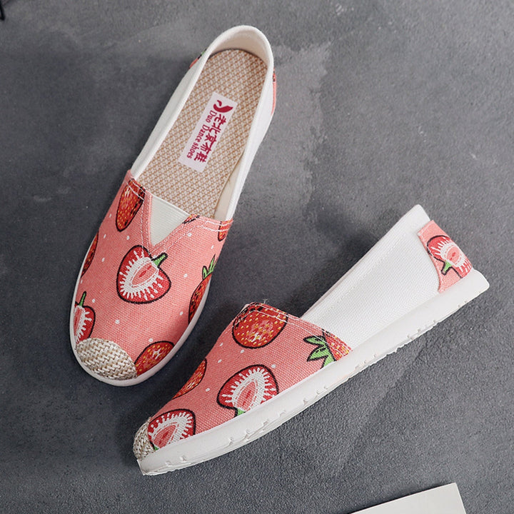 Lois | Espadrilles plates en toile imprimée de style bohème pour une démarche estivale élégante