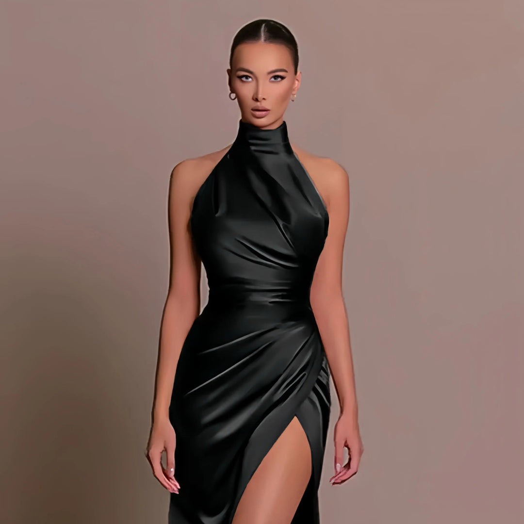 Onni | Élégante robe de soirée en satin dos nu de style classique
