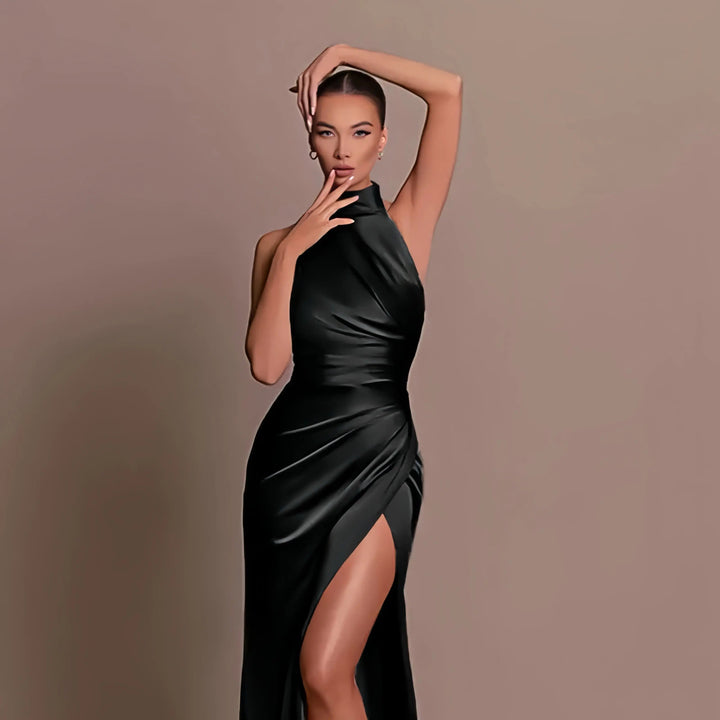 Onni | Élégante robe de soirée en satin dos nu de style classique