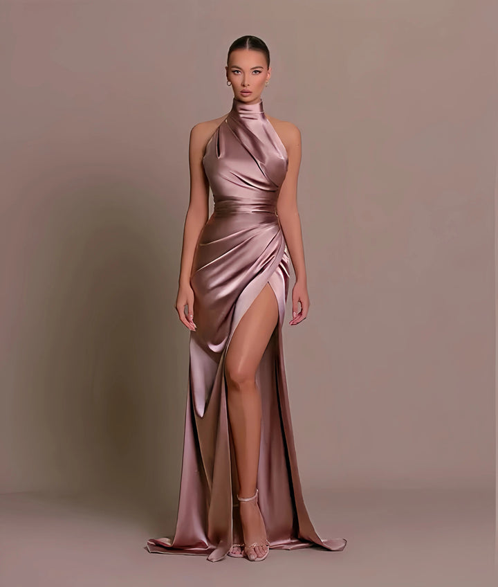 Onni | Élégante robe de soirée en satin dos nu de style classique