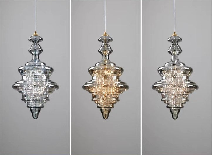 Lampe suspendue étoilée en verre gris pour une atmosphère enchanteresse