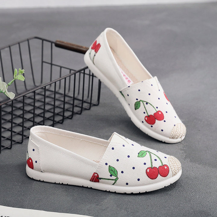 Lois | Espadrilles plates en toile imprimée de style bohème pour une démarche estivale élégante