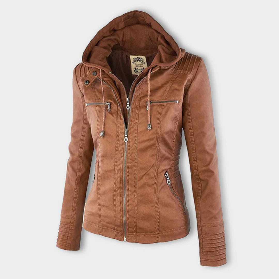 Narguize™ - Veste en Cuir avec Capuche Élégante