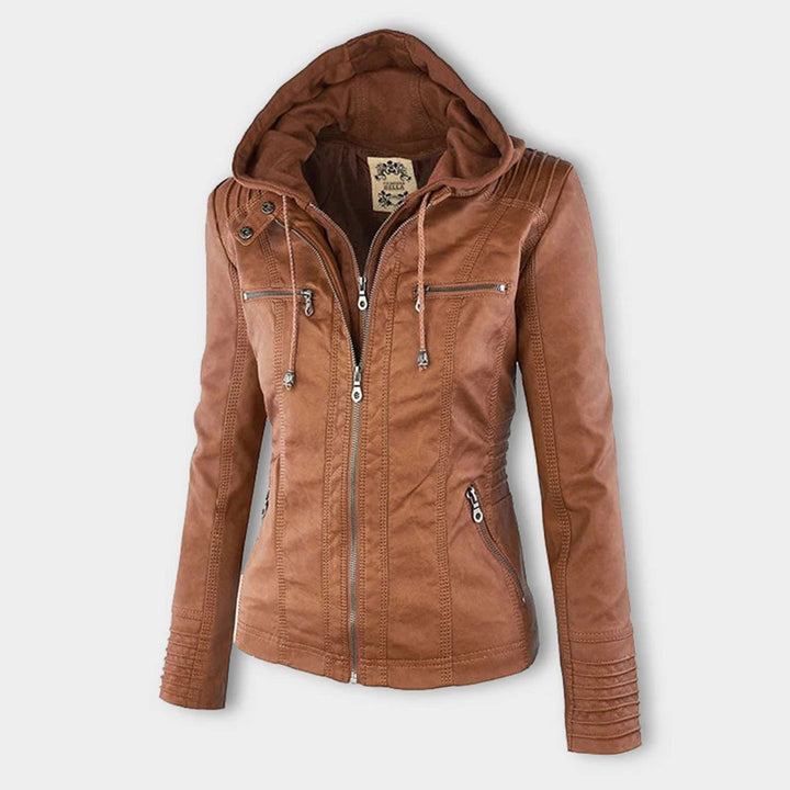 Narguize™ - Veste en Cuir avec Capuche Élégante