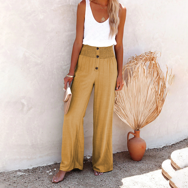 HILLA - Pantalon tendance taille haute à coupe décontractée
