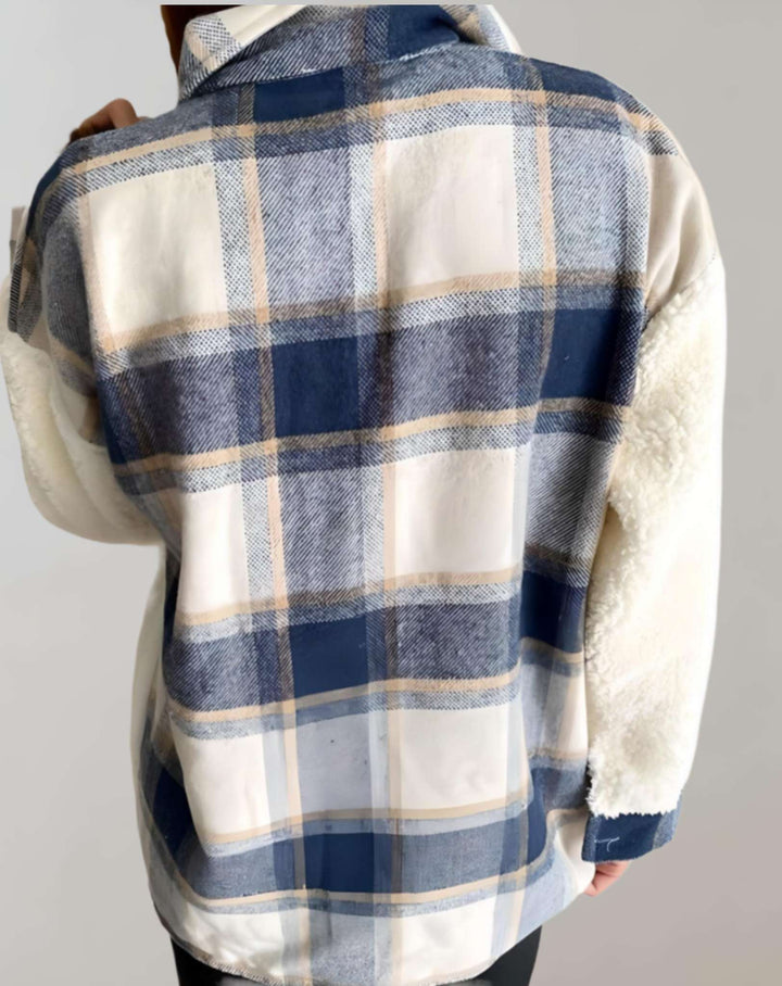 Lisa | Veste d'hiver douillette à carreaux avec poches poitrine