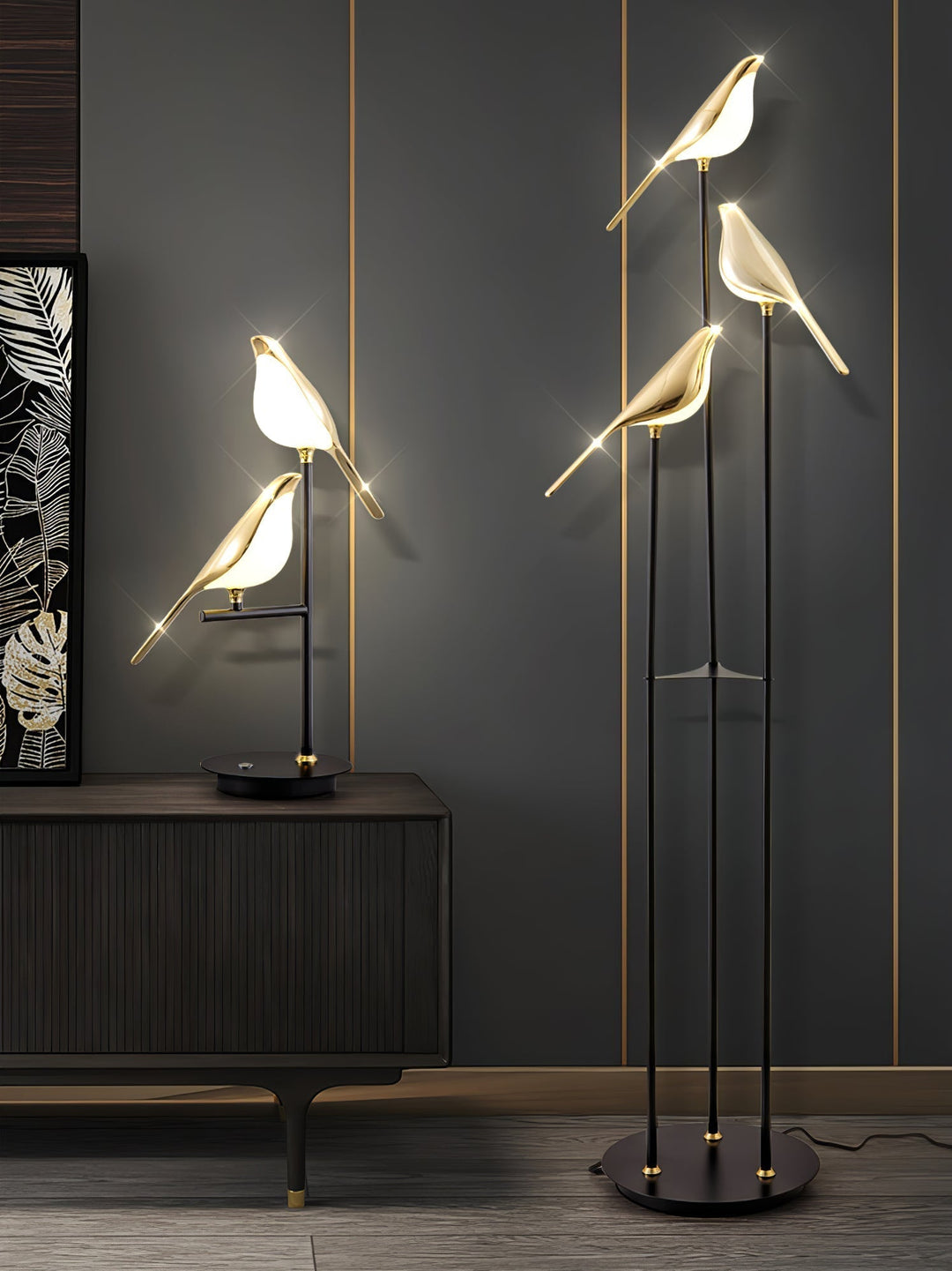 Magpie Perch Lampadaire élégant avec lampe torche