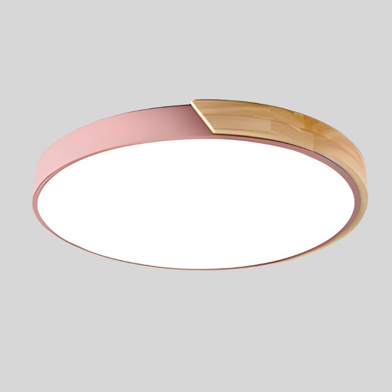 Plafonnier scandinave rond en bois au design macaron
