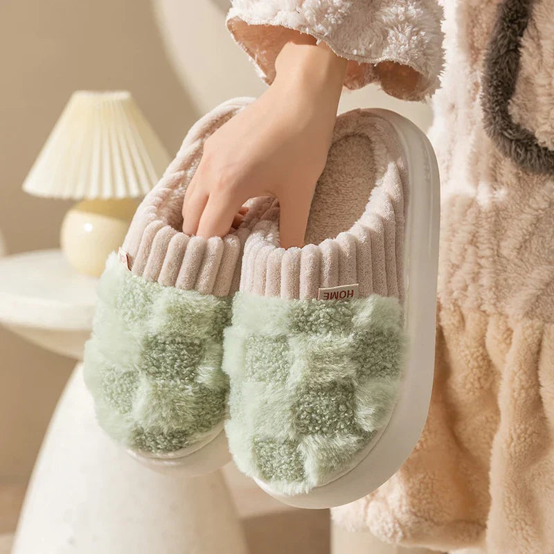 Everly - Chaussons à carreaux douillets pour femmes