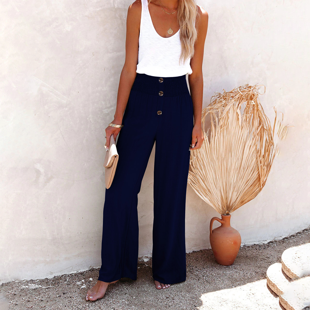 HILLA - Pantalon tendance taille haute à coupe décontractée