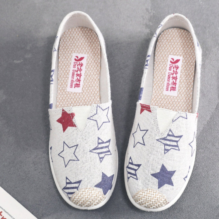 Lois | Espadrilles plates en toile imprimée de style bohème pour une démarche estivale élégante