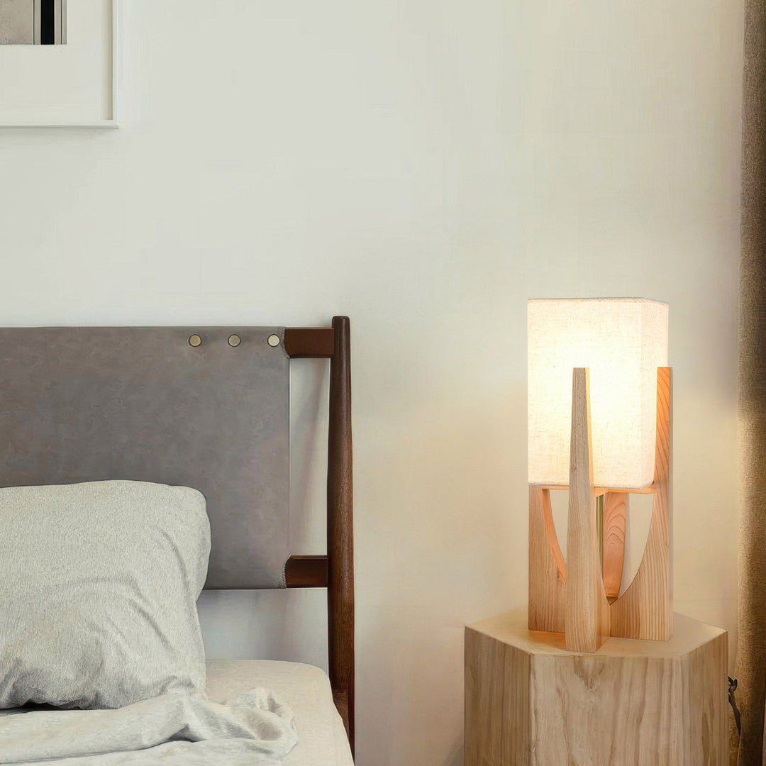 Elégant lampadaire japonais en noyer | Design simple et solide en bois