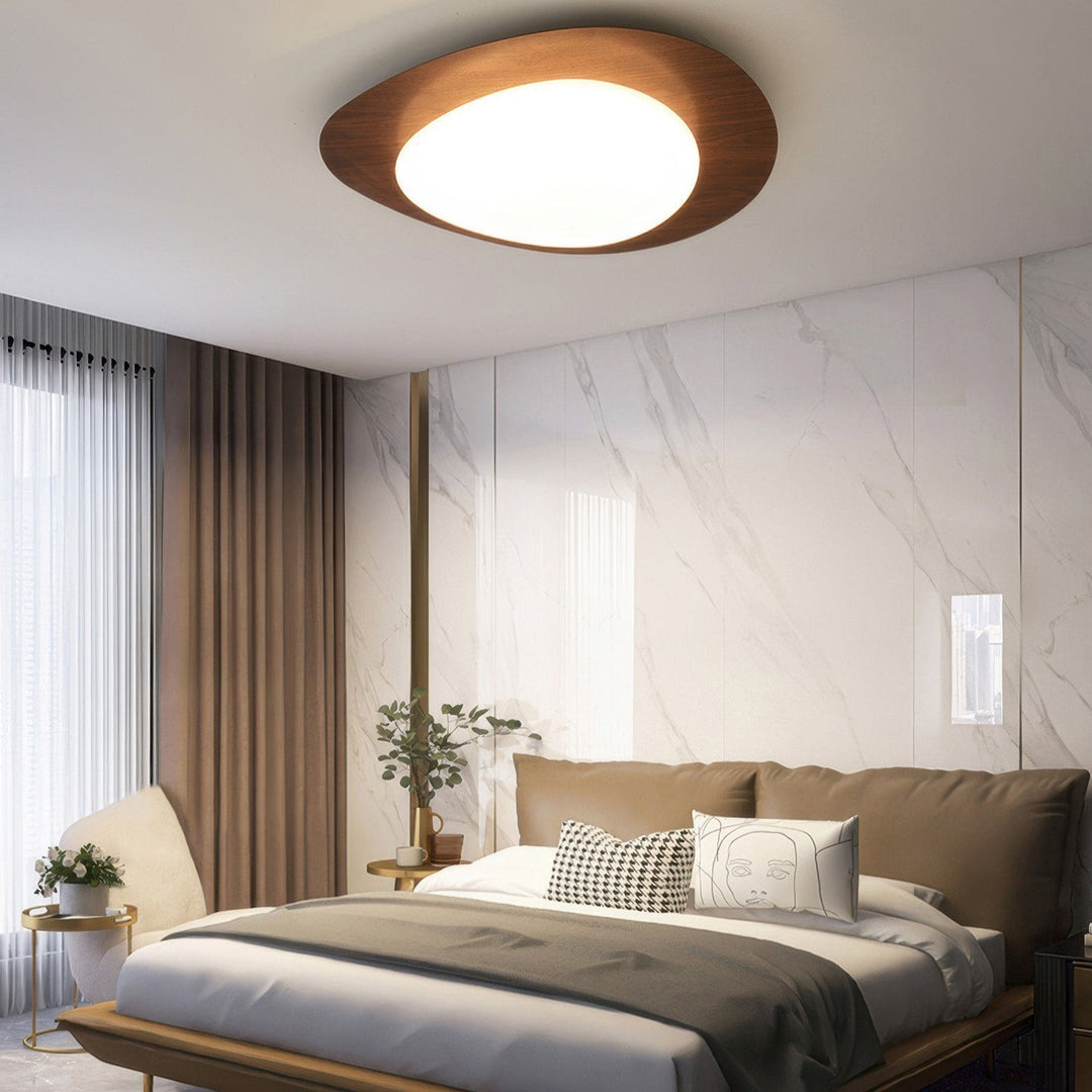 Plafonnier scandinave en bois avec texture de galets