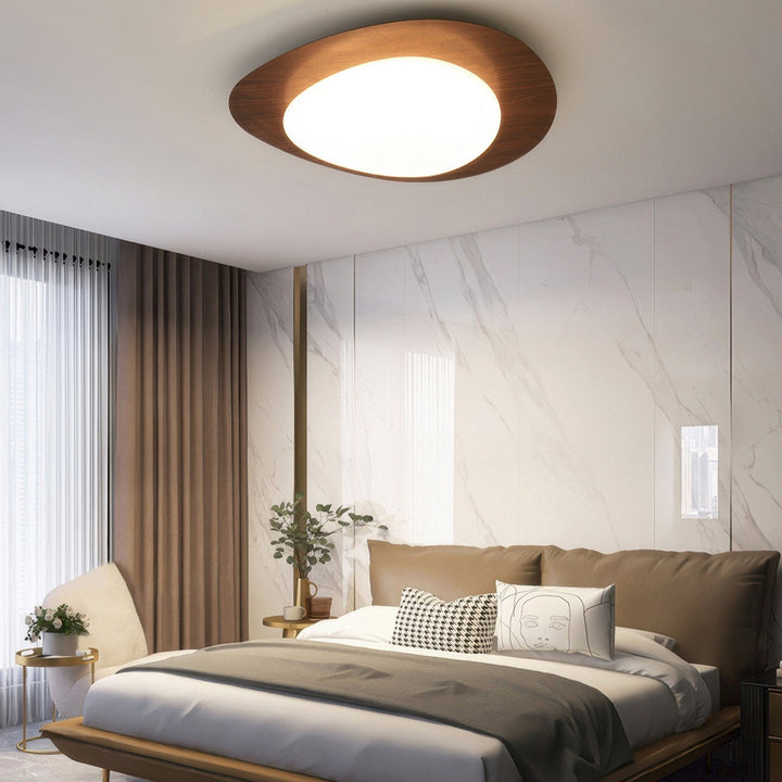 Plafonnier scandinave en bois avec texture de galets