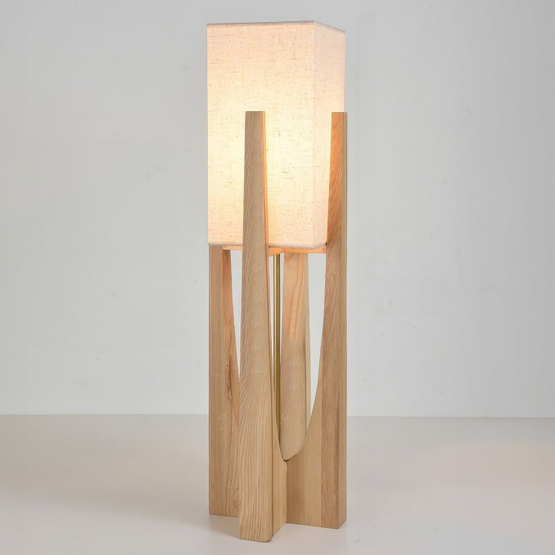 Elégant lampadaire japonais en noyer | Design simple et solide en bois