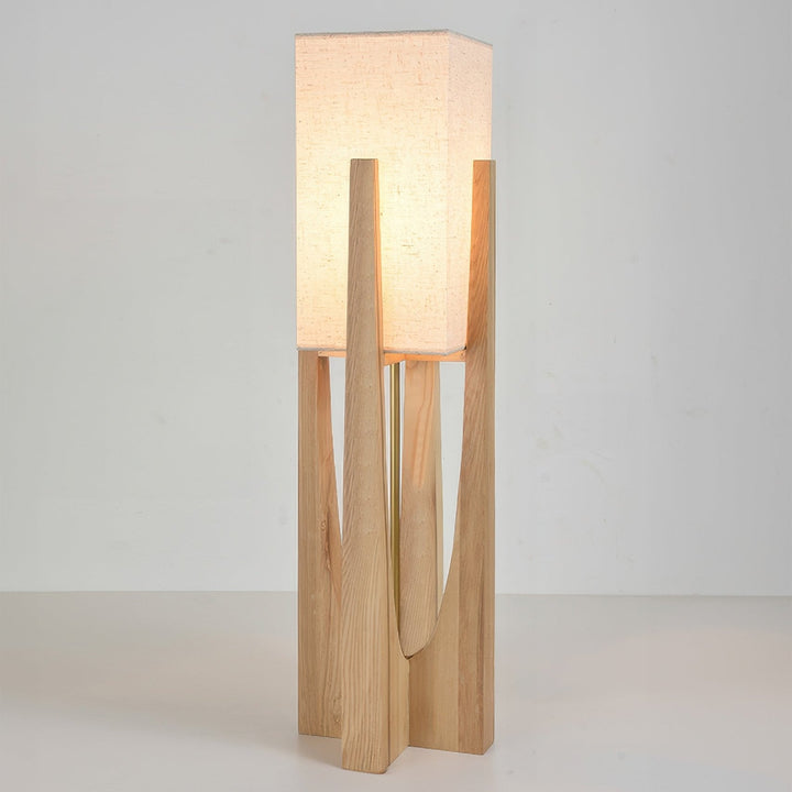 Elégant lampadaire japonais en noyer | Design simple et solide en bois