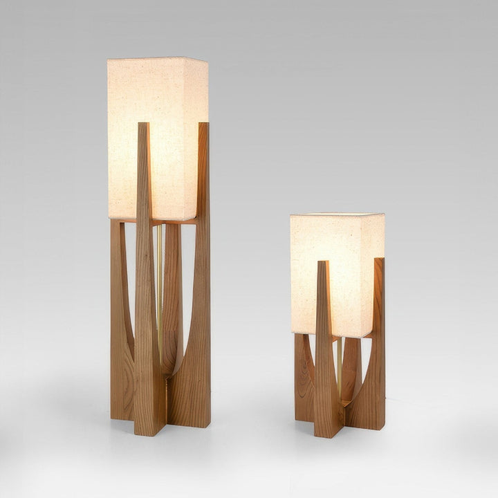 Elégant lampadaire japonais en noyer | Design simple et solide en bois