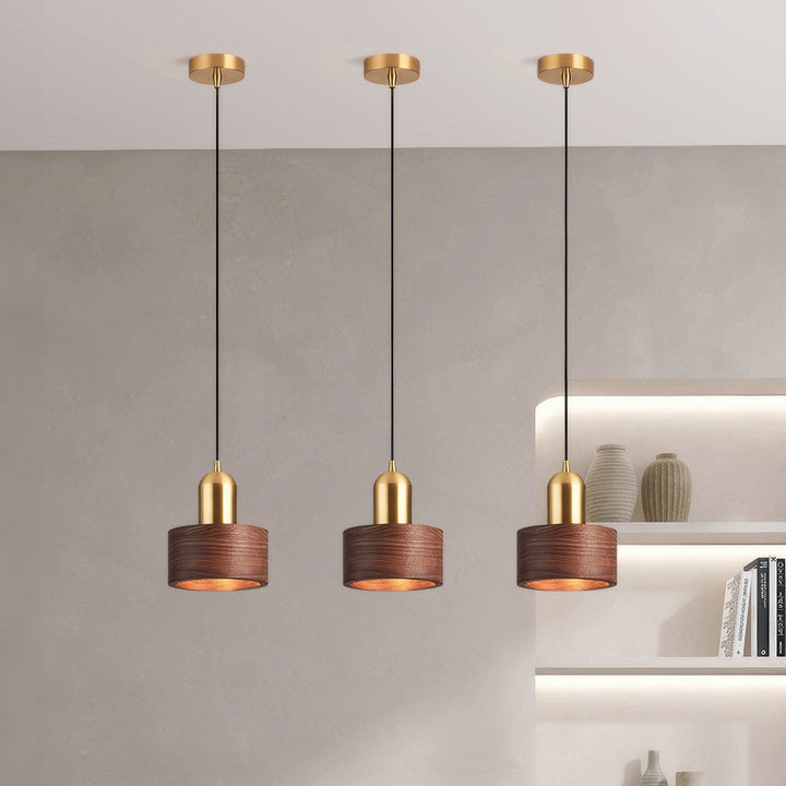 Lampe suspendue d'inspiration japonaise en forme de cylindre