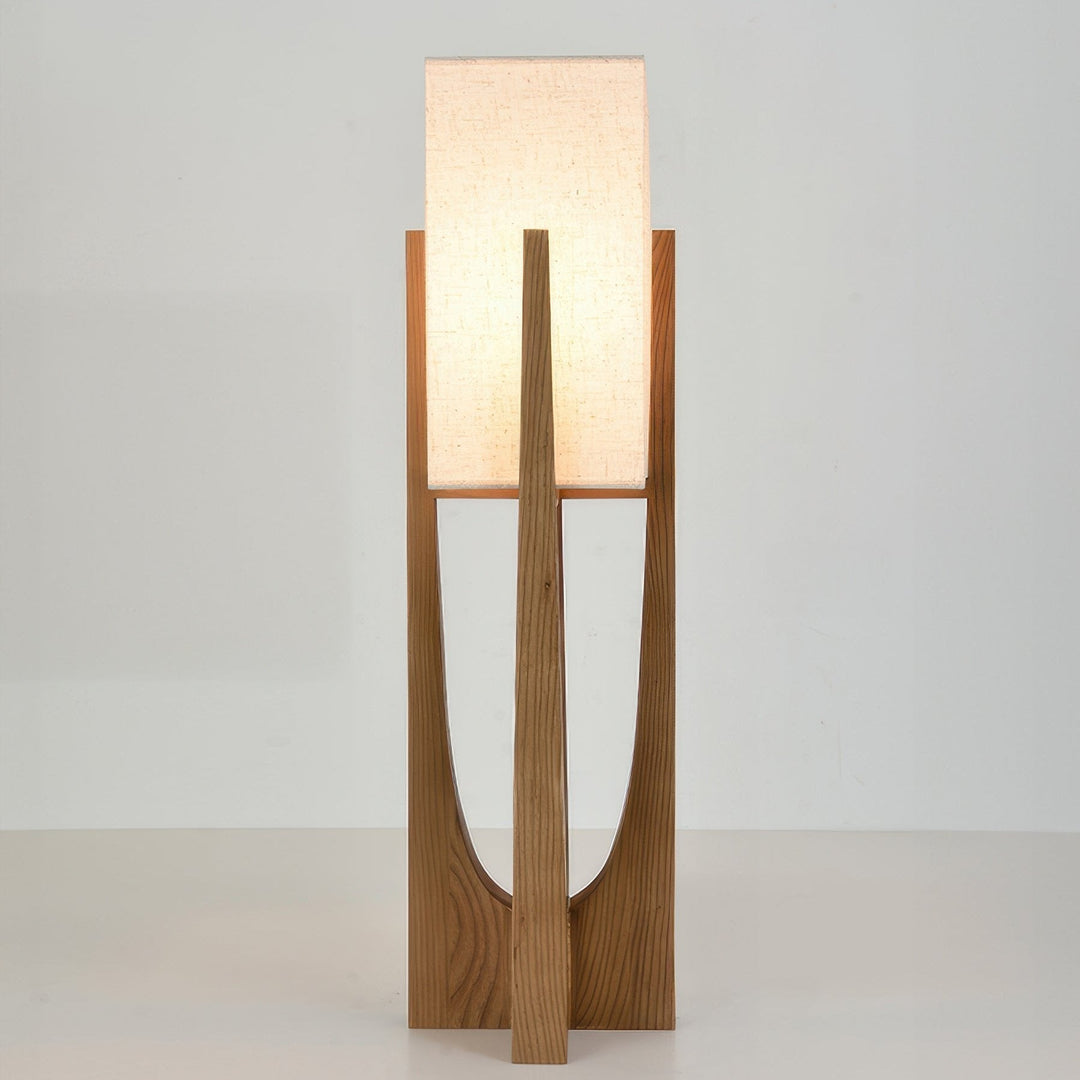 Elégant lampadaire japonais en noyer | Design simple et solide en bois