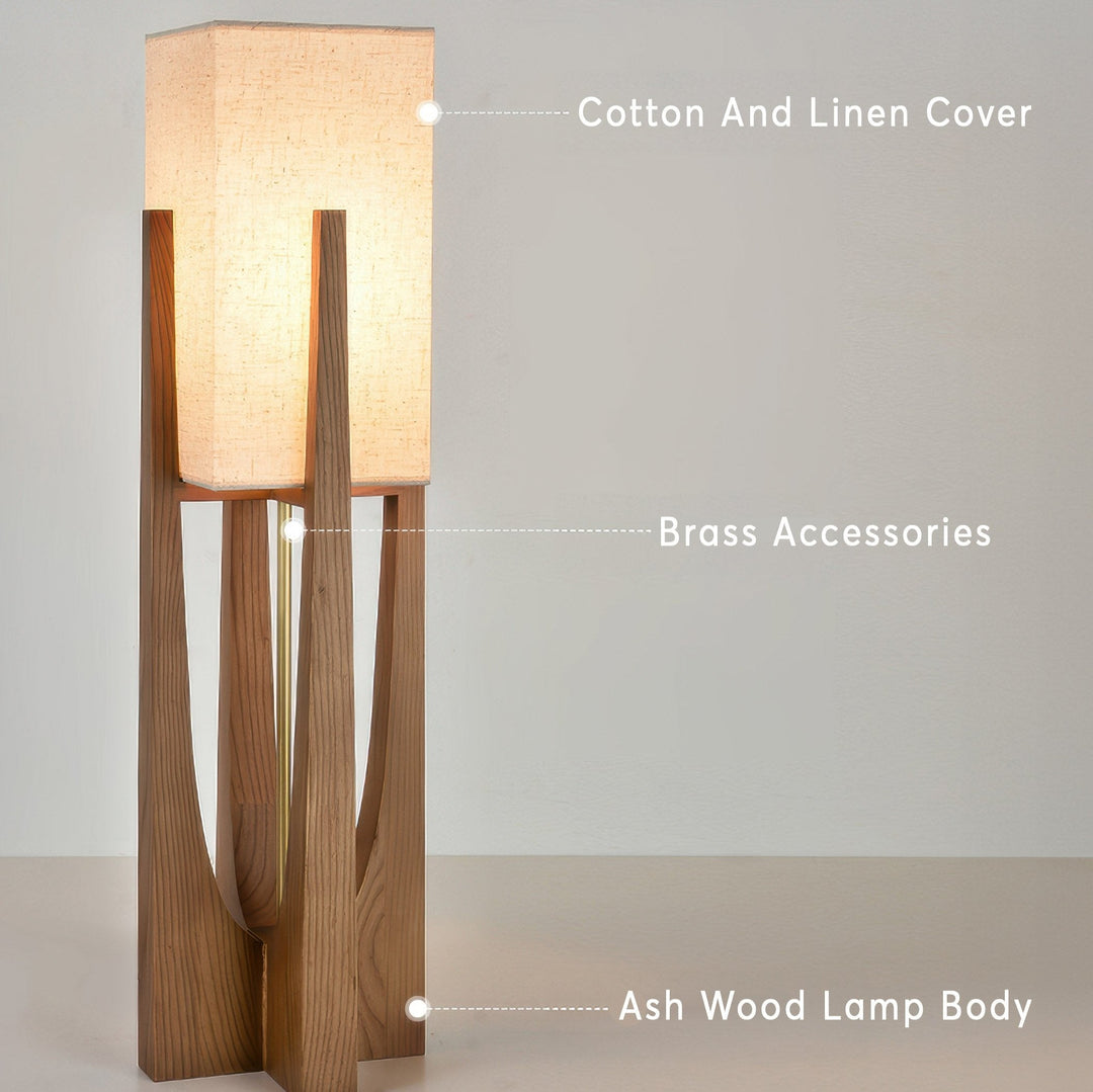 Elégant lampadaire japonais en noyer | Design simple et solide en bois