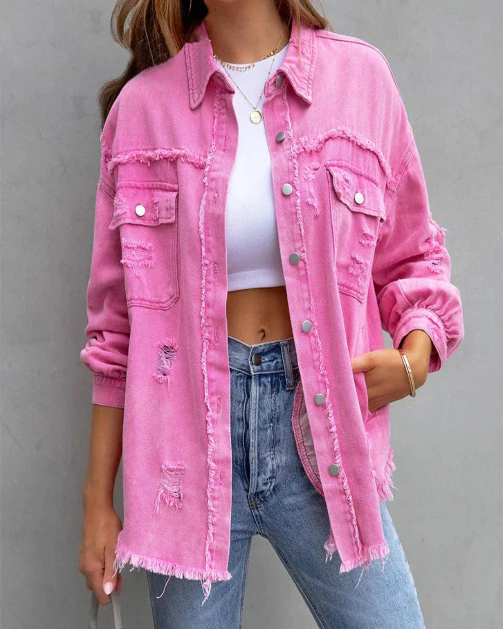 Nienke | Trendy Torn Denim Jack