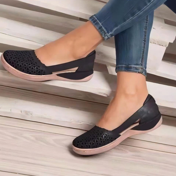 Daantje | Espadrilles élégantes en cuir vintage avec un design évidé unique