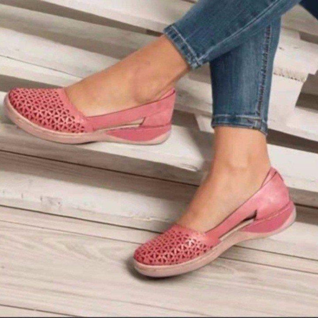 Daantje | Espadrilles élégantes en cuir vintage avec un design évidé unique