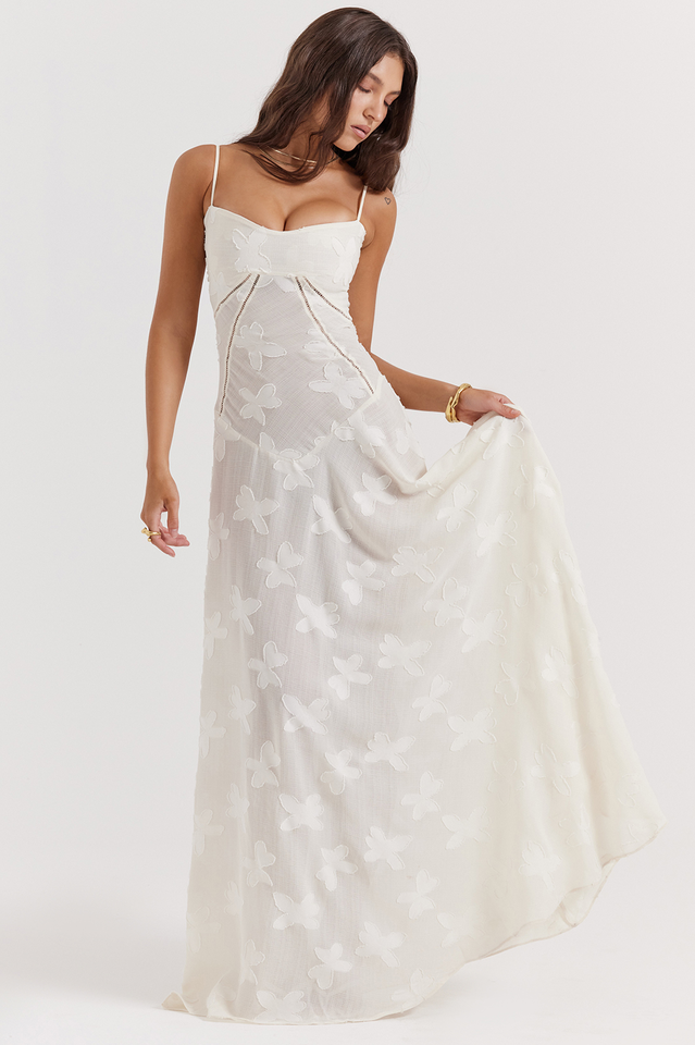 Manon Robe Longue Imprimée Noire – Style Rétro