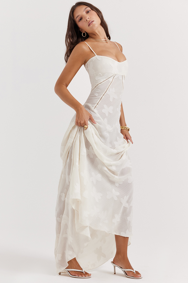 Manon Robe Longue Imprimée Noire – Style Rétro