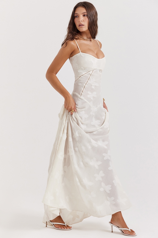 Manon Robe Longue Imprimée Noire – Style Rétro