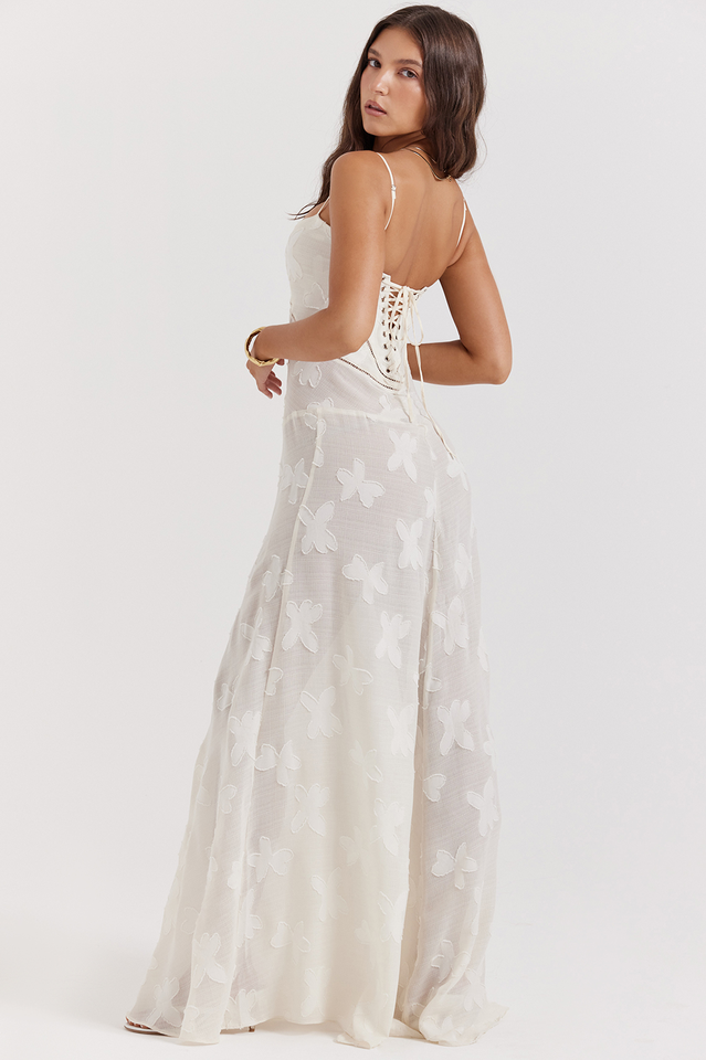 Manon Robe Longue Imprimée Noire – Style Rétro