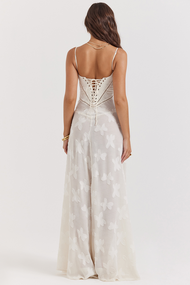 Manon Robe Longue Imprimée Noire – Style Rétro
