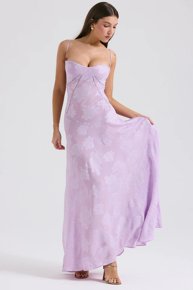 Manon Robe Longue Imprimée Noire – Style Rétro