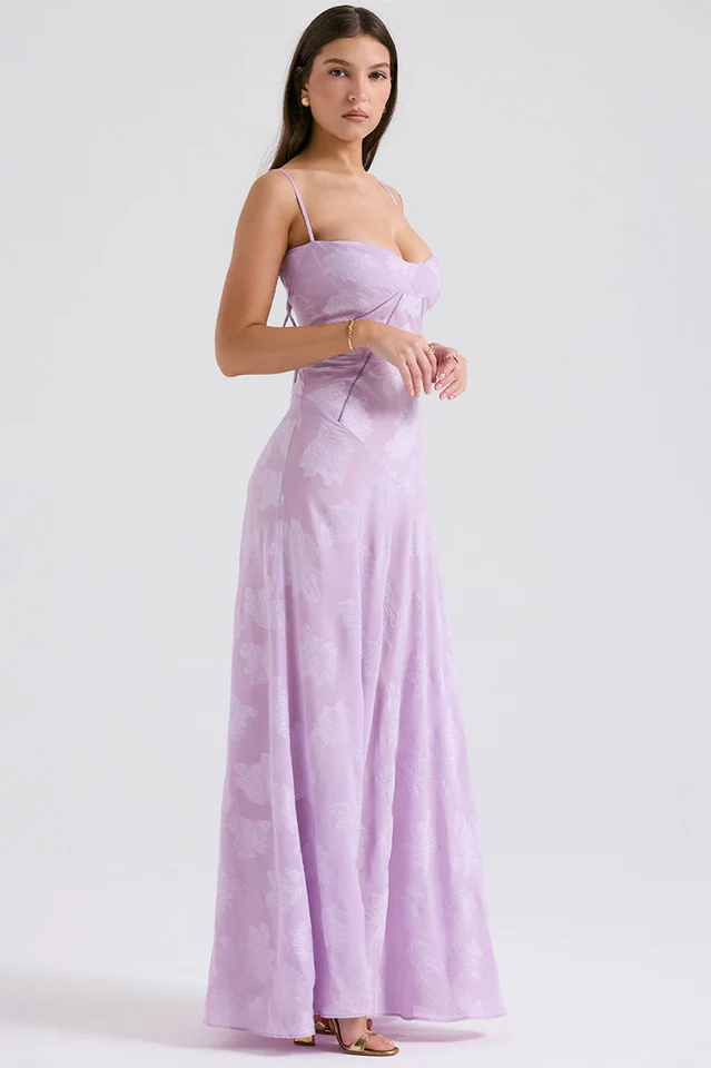 Manon Robe Longue Imprimée Noire – Style Rétro