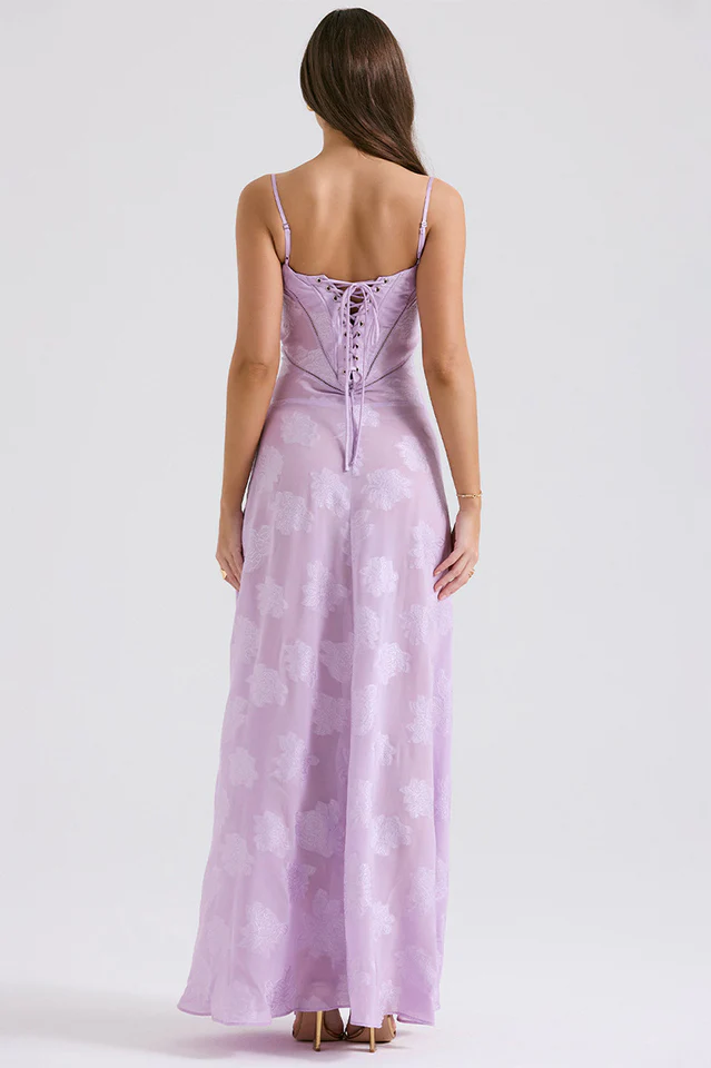 Manon Robe Longue Imprimée Noire – Style Rétro