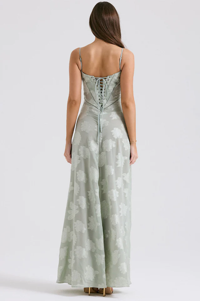 Manon Robe Longue Imprimée Noire – Style Rétro