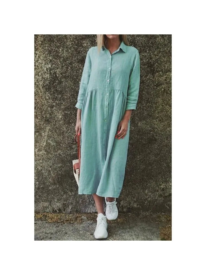 Jenny | Stylish Long Women's Dress with Elegant Polo Collar