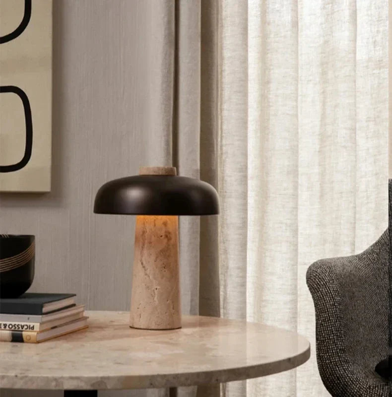 Lampe de table en travertin naturel - Éclairage d'appoint élégant pour tout intérieur