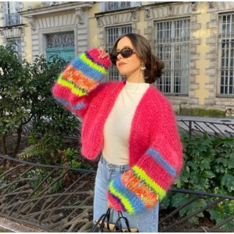 Dorottie - Pull stylisé en tricot rayé ouvert pour femmes