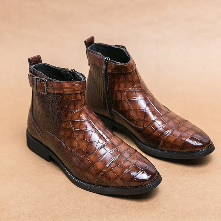 Baron | Classic Leather Buckle Ankle Boots