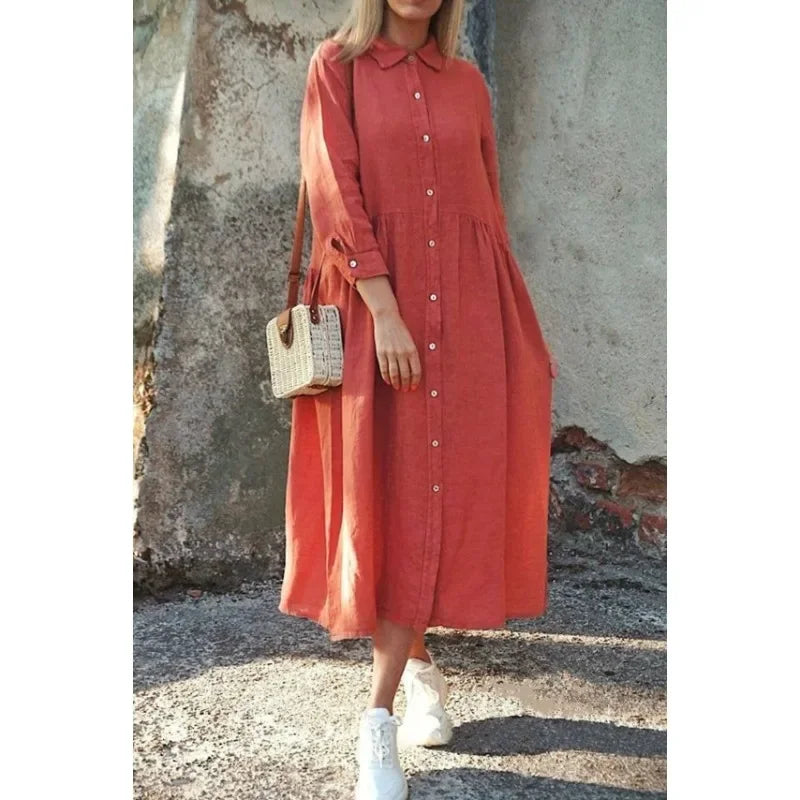 Jenny | Stylish Long Women's Dress with Elegant Polo Collar