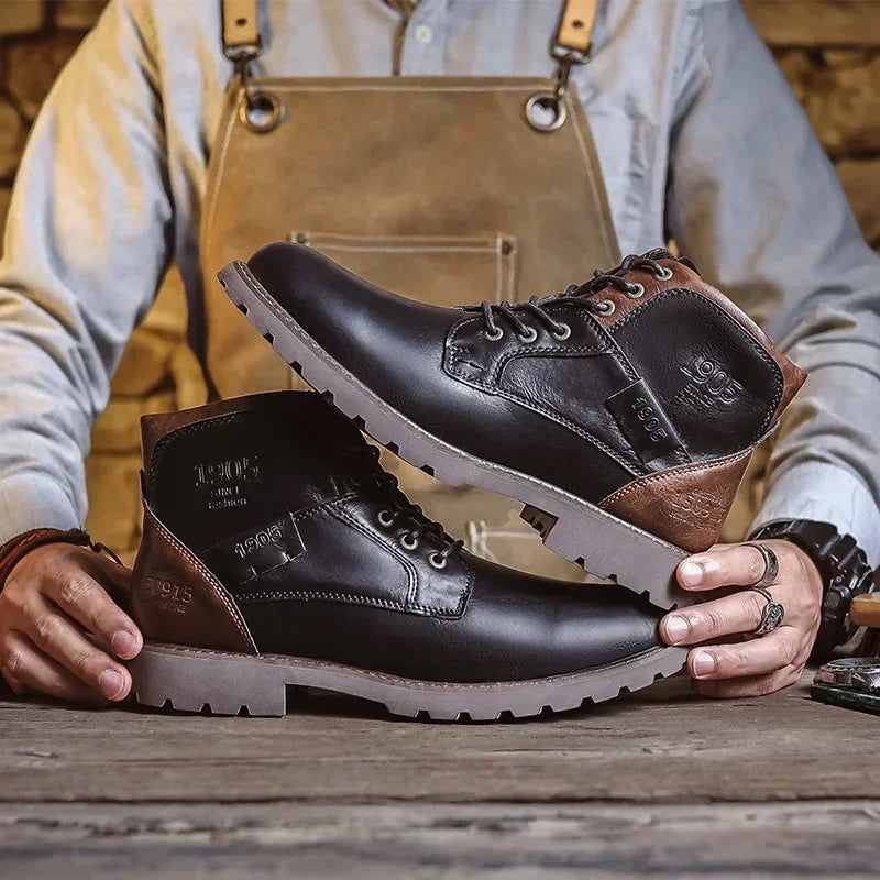 Bottes en cuir élégantes et décontractées pour hommes, d'inspiration britannique, par Parker