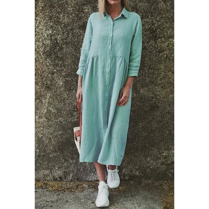Jenny | Stylish Long Women's Dress with Elegant Polo Collar