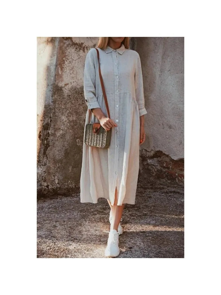 Jenny | Stylish Long Women's Dress with Elegant Polo Collar