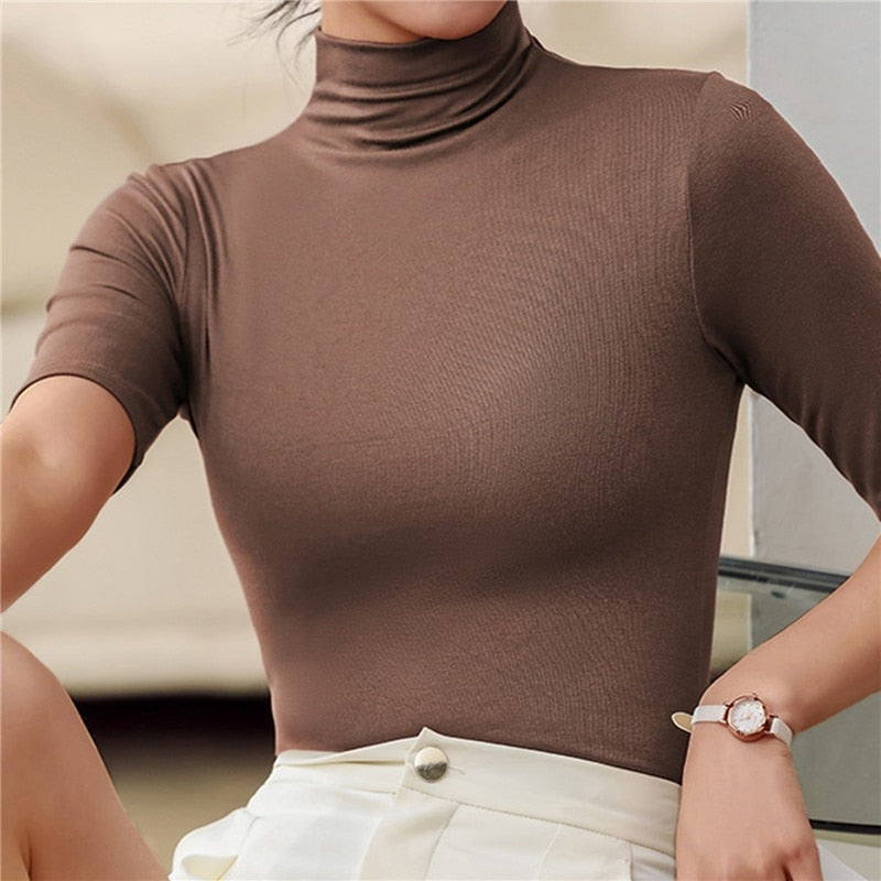 Kristi - Elegant Seamless Turtleneck Sweater for Women (Pull à col roulé sans couture pour femmes)