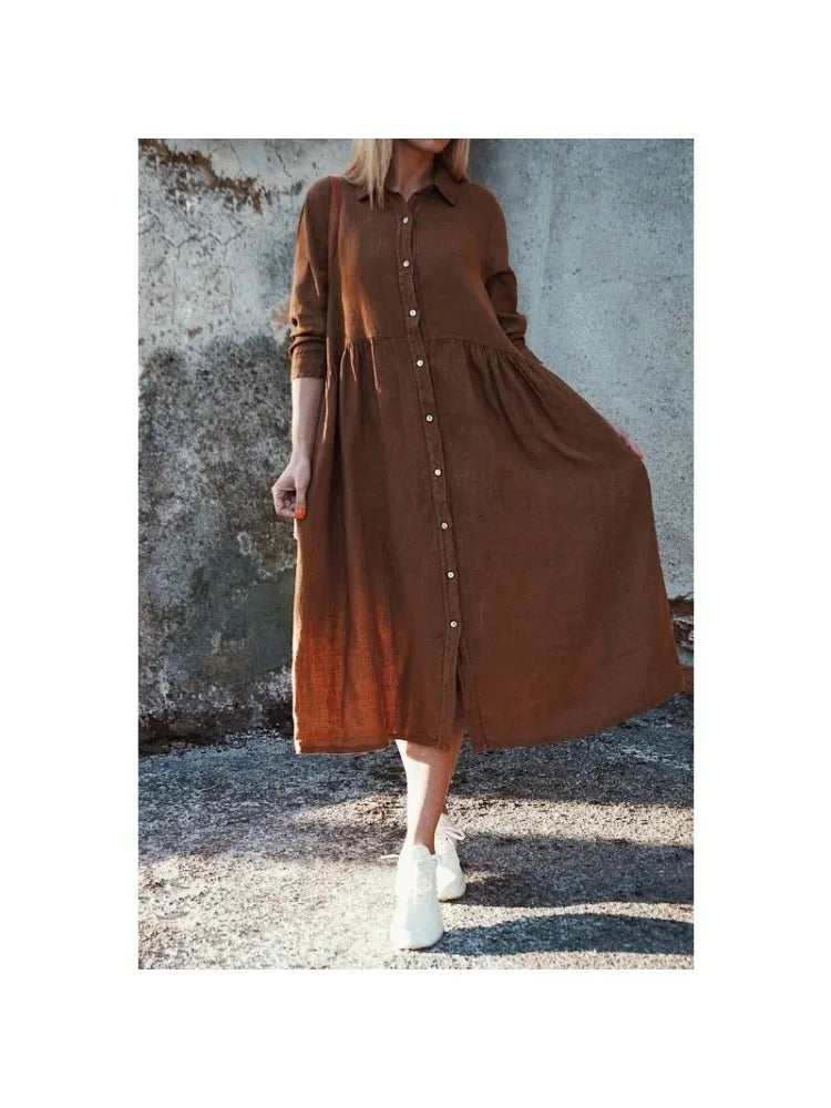 Jenny | Stylish Long Women's Dress with Elegant Polo Collar