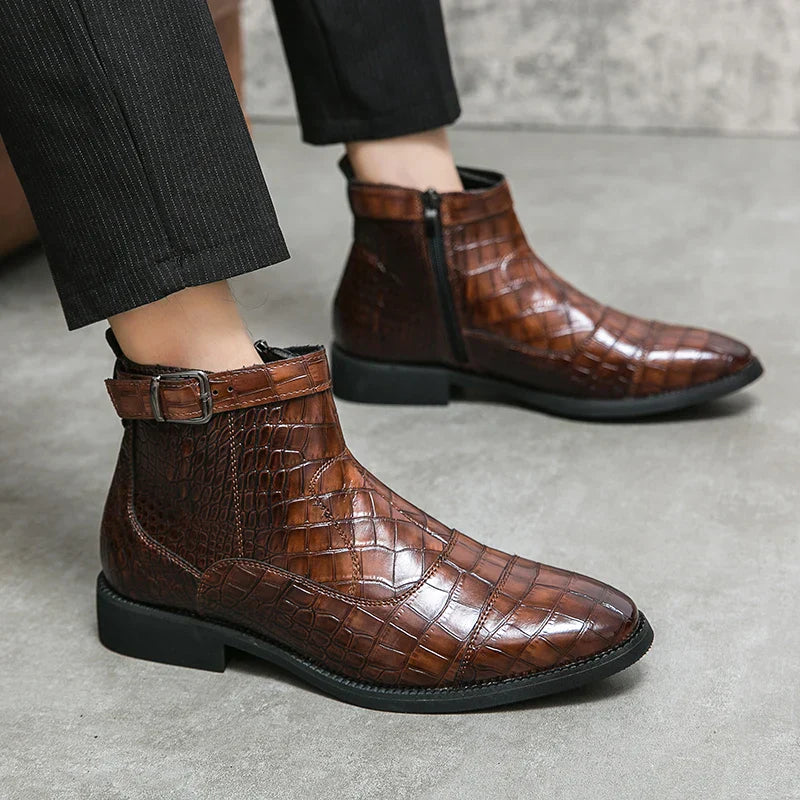 Baron | Classic Leather Buckle Ankle Boots