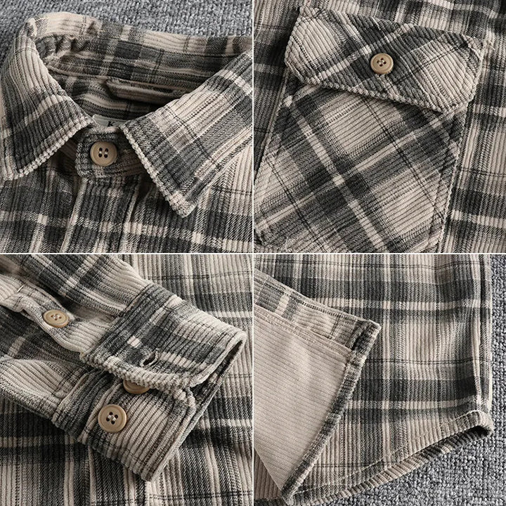 Digby | Chic Plaid Pattern Flannel Corduroy Jacket