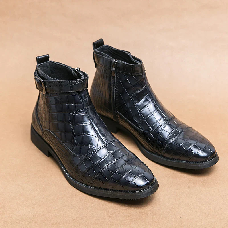 Baron | Classic Leather Buckle Ankle Boots